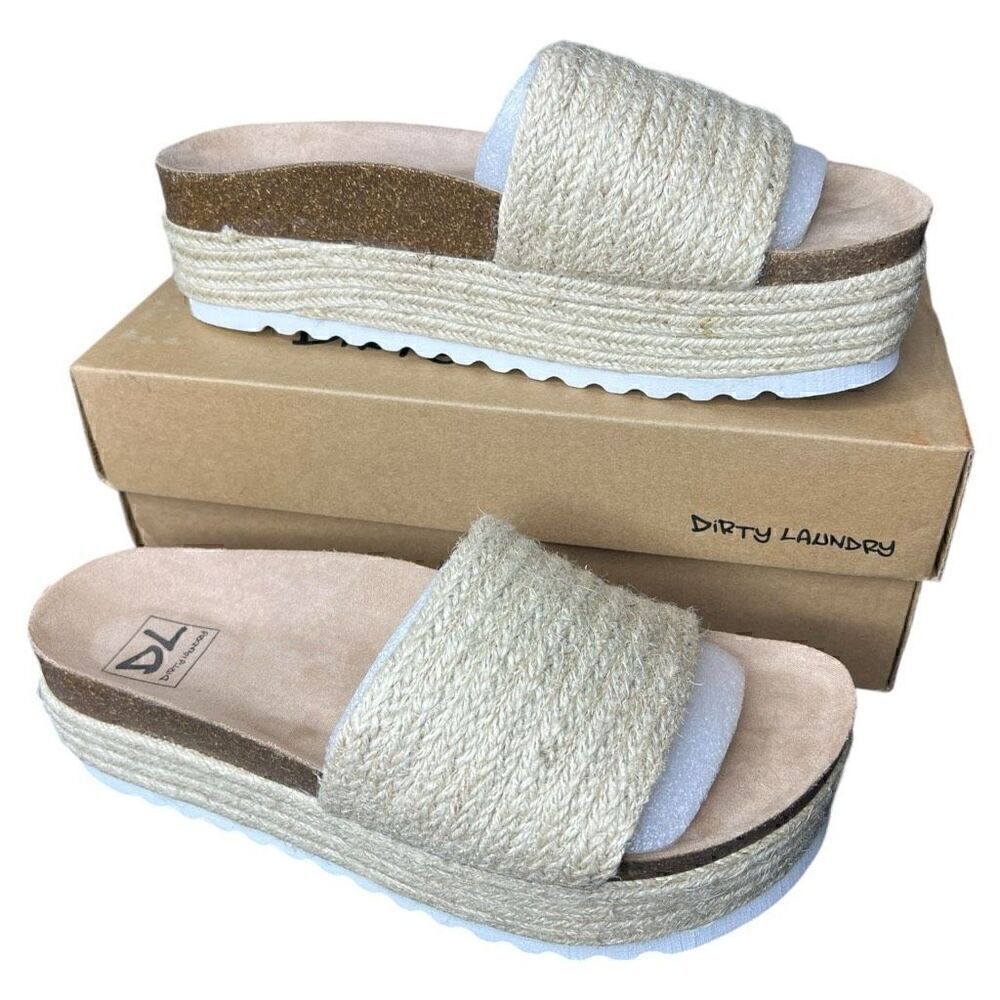 NEW Dirty Laundry Women’s Palm Desert Espadrille Platform Slides 8.5